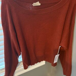 Wander Rust Off-the-Shoulder Sweater